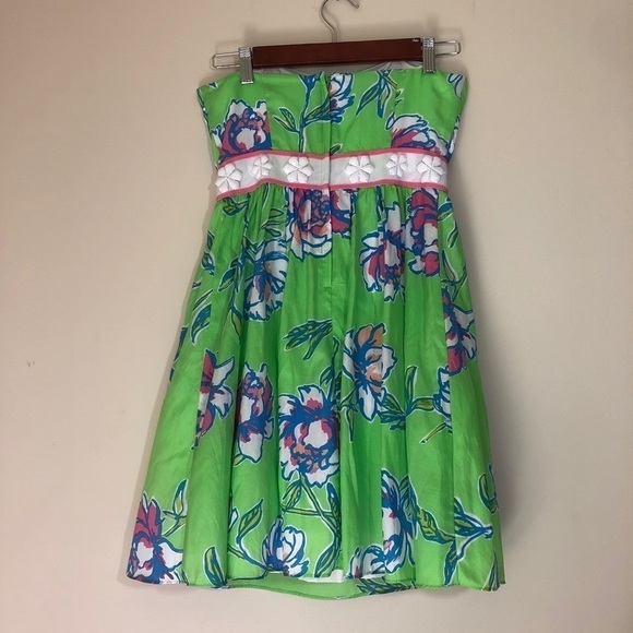 Lilly Pulitzer Langley Silk Cotton Blend Dress in New Green Tossed Size 0 NWT - Picture 6 of 13